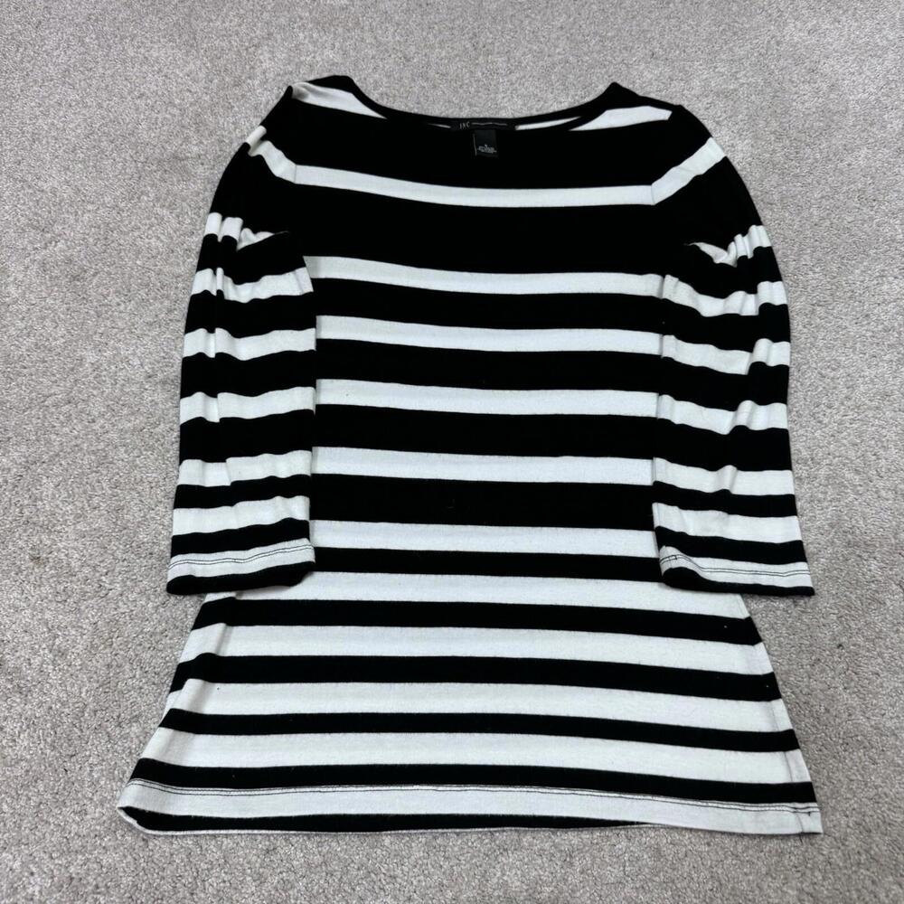 INC International Concepts Blouse Women’s Black White Striped Long Sleeve Small